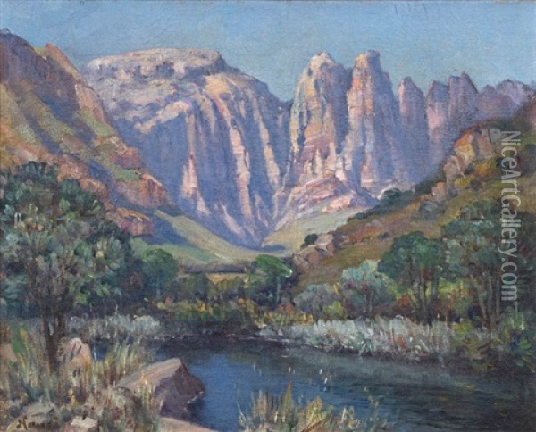 Mountain Landscape Oil Painting - Pieter Hugo Naude