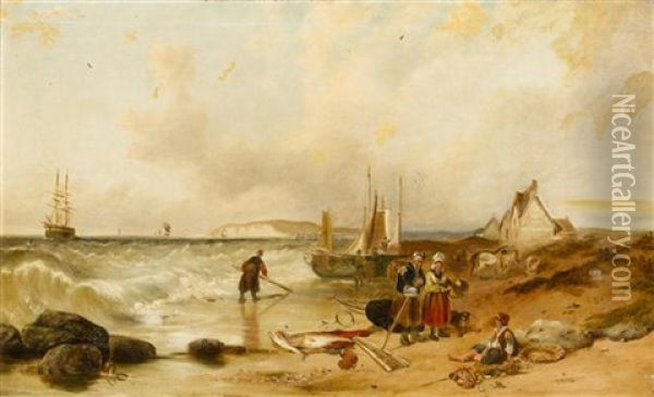 Travelers By The Beach Oil Painting - William Collins