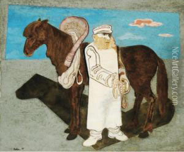 Mann Mit Pferd Oil Painting - Jankel Adler