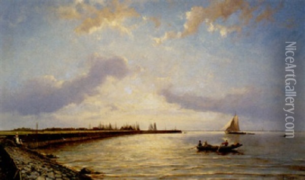 On The Zuiderzee Oil Painting - Johannes Hermanus Barend Koekkoek