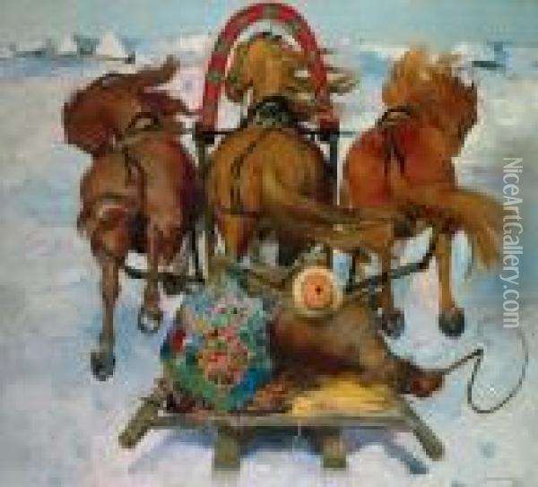 A Sleigh Ride Oil Painting - Philippe Andreevitch Maliavine