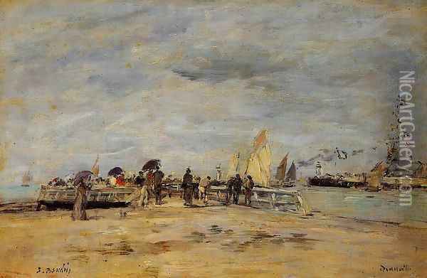 Deauville the Jetty 1888-1895 Oil Painting - Eugene Boudin