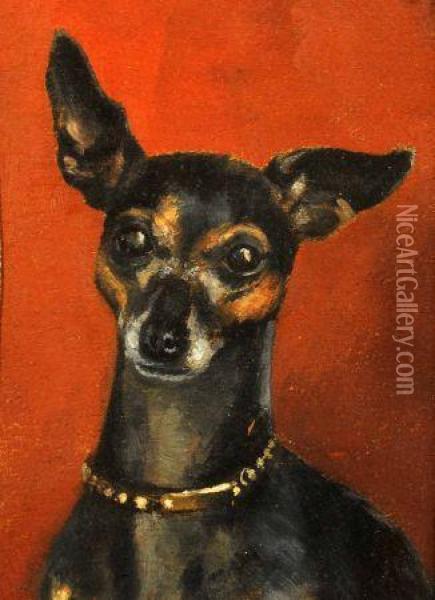 Study Of A Black And Tan Dog Called Pickles Oil Painting - Emily Farmer