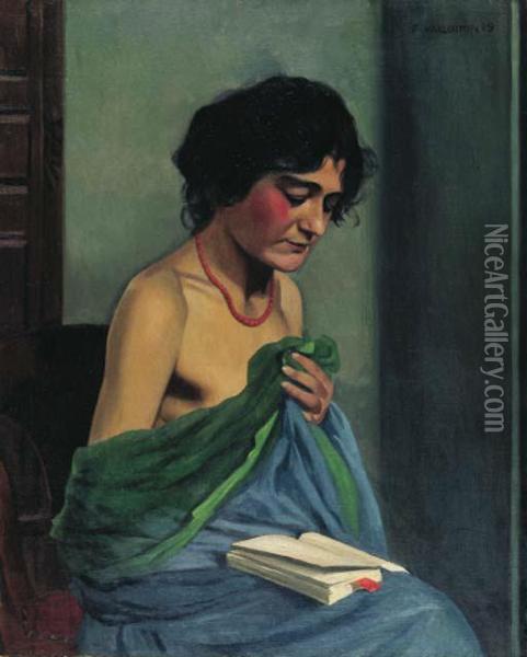 Lesende Frau Oil Painting - Felix Edouard Vallotton