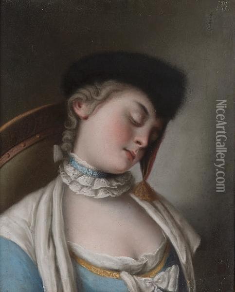Portrait Of A Sleeping Girl Oil Painting - Pietro Antonio Rotari