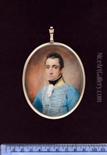 Lieutenant Hugh Henry, Wearing Pale Blue Uniform Of The Light Dragoons Oil Painting - Joseph Pastorini