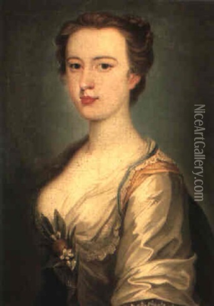 Portrait Of Anne Elizabeth, Countess Of Ailesbury Oil Painting - William Hoare