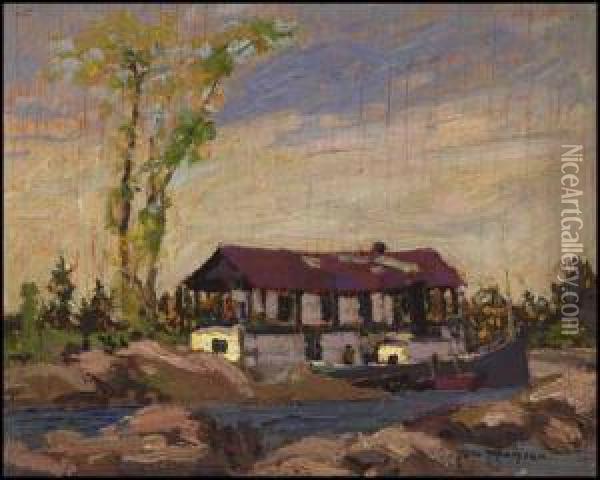 Log Picking, Houseboat, Dog Point Oil Painting - Tom Thomson