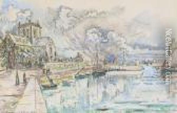 Barfleur, Le Port Oil Painting - Paul Signac
