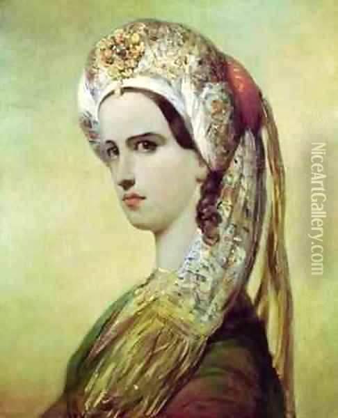 Portrait of Rachel 1821-58 Oil Painting - Achille-Jacques-Jean-Marie Deveria