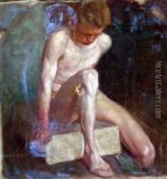 Academie D'homme Oil Painting - Raphael-Leon Leguilloux