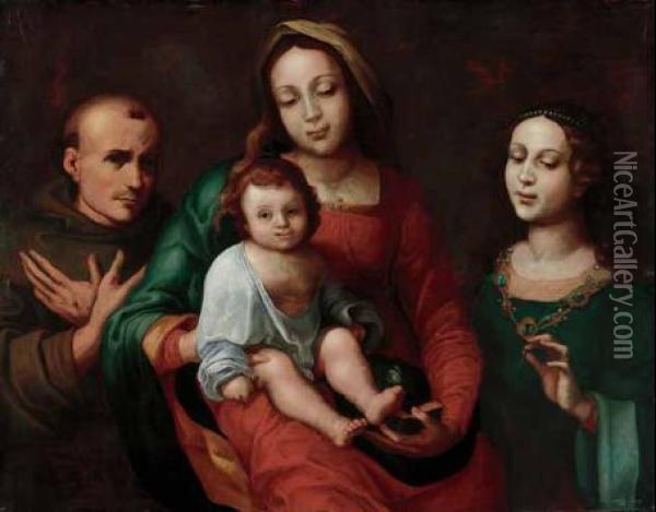 Madonna Con Il Bambino E Santi Oil Painting - Giovanni Francesco Caroto