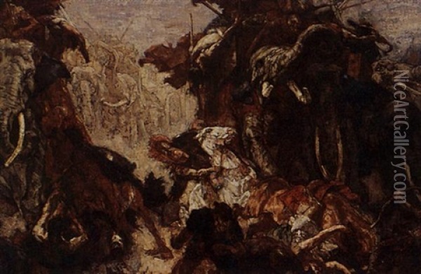 Hannibal Crossing The Alps Oil Painting - Johannes Hendricus Jurres