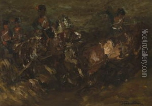 Auf Dem Weg In Die Schlacht (study) Oil Painting - Otto Von Faber Du Faur