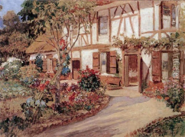 La Maison Fleurie En Normandie Oil Painting - Frederick Arthur Bridgman