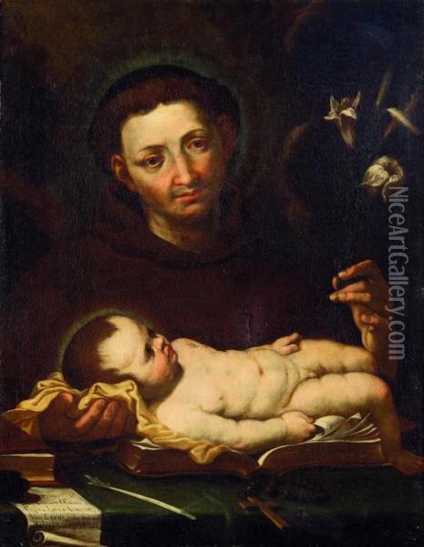 Sant'antonio E Il Bambino Oil Painting - Francesco Daggiu Daggiu Il Capella