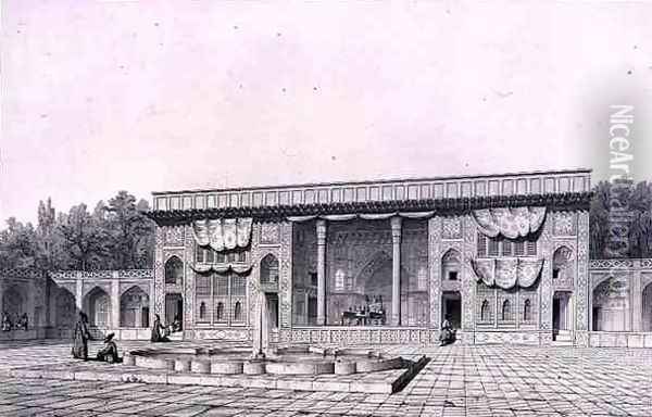 Throne Pavilion, in Teheran, from Voyage Pittoresque' of Persia Oil Painting - Pascal Xavier Coste