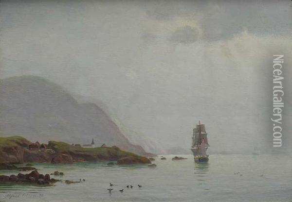 Marine, Vue De Norvege Oil Painting - Alfred Elsen