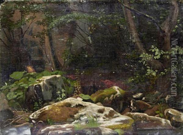 Rocky Landscape Oil Painting - Johann Wilhelm Schirmer