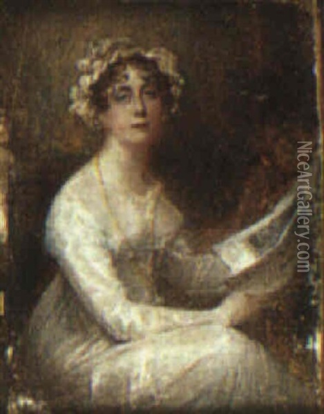 Portrait Of Mrs. Ynyr Burges, Nee Anna Eliza Mee, The Artist's Daughter Oil Painting - Anne Mee