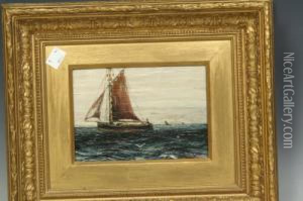 Sailing Ship On Calm Waters Oil Painting - Edwin Ellis
