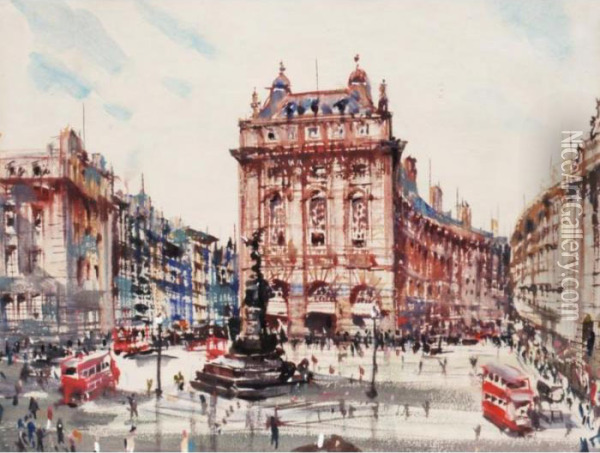 Piccadilly Circus Oil Painting - William Walcot