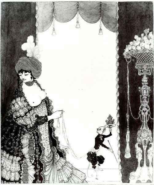 The Lady with the Monkey Oil Painting - Aubrey Vincent Beardsley