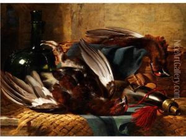 Jagdstilleben Mit Zwei Fasanen Oil Painting - Charles Thomas