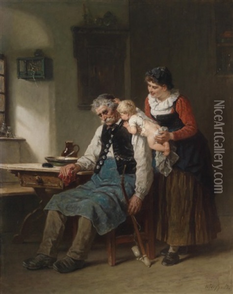 Grosvaters Liebling Oil Painting - Wilhelm Roegge