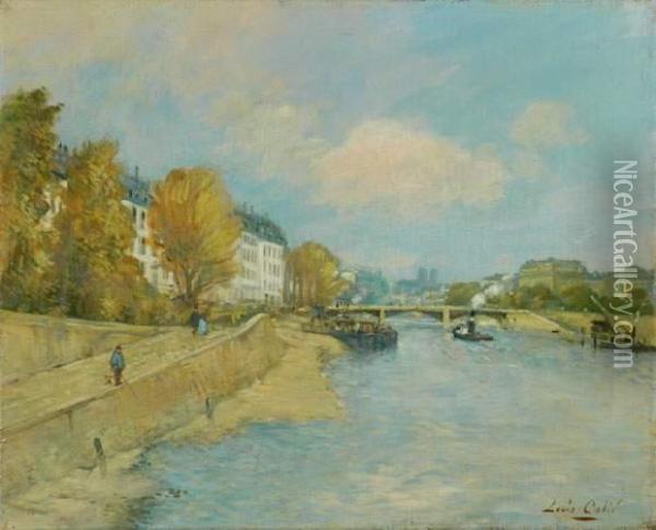 La Seine A Paris
 Huile Sur Toile, Signee En Bas A Droite Oil Painting - Louis Alexandre Cabie
