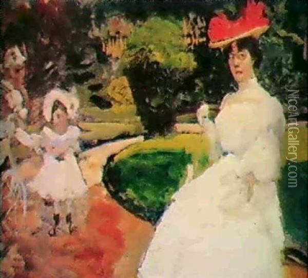 Elegante Au Chapeau Rouge Oil Painting - Fernand Piet