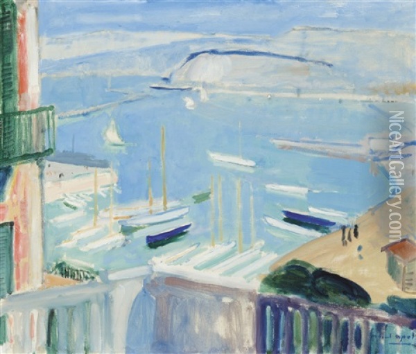 Port De Plaisance A La Mediterranee Oil Painting - Armand Adrien Marie Apol