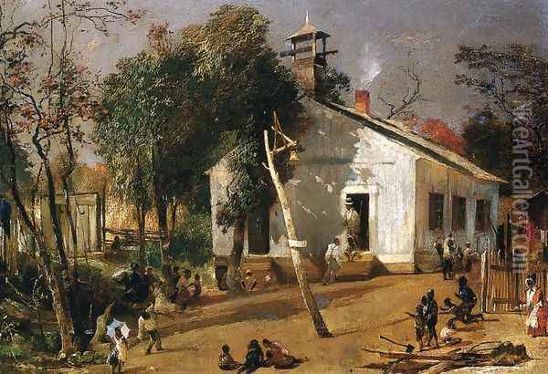 Scene outside a Southern Schoolhouse Oil Painting - William Wallace Wotherspoon