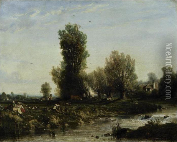 Sunday In The Country Oil Painting - Nicolas Louis Cabat