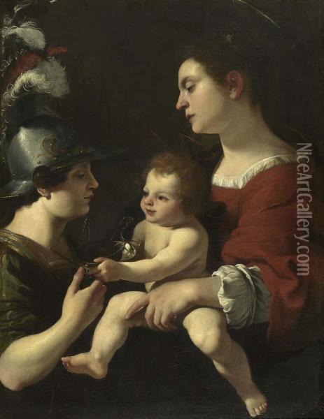 Madonna Und Kind Mit Dem Erzengel Michael. Oil Painting - Rutilio Lorenzo Di Manetti