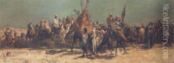A Royal Procession In North Africa Oil Painting - Vincenzo Marinelli