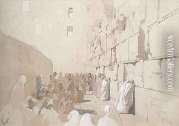 Am Klageplatz der Juden Wailing Wall at Jerusalem Oil Painting - Carl Haag