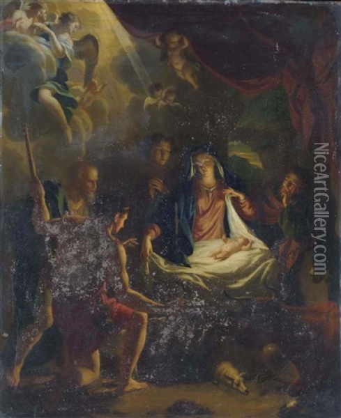 L'adoration Des Bergers Oil Painting - August Leu the Younger