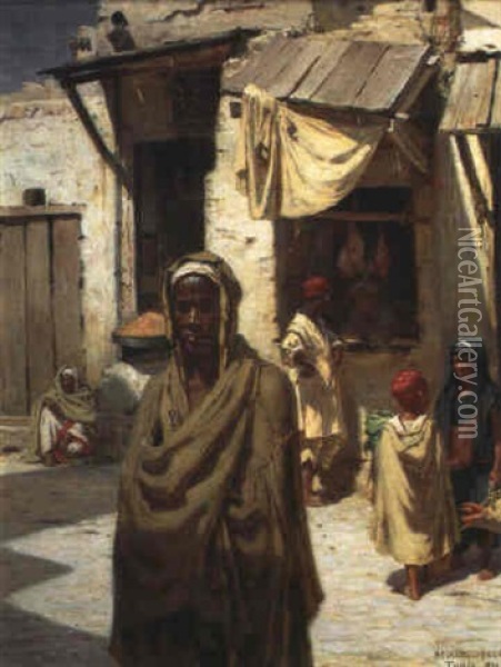 Echoppes A Tunis Oil Painting - Niels Frederik Schiottz-Jensen