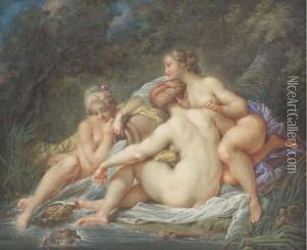 Trois Femmes Au Bord D'un Ruisseau Tenant Une Urne Oil Painting - Jacques Charlier