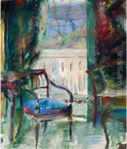 Interior With A Chair Oil Painting - Henrik Lund