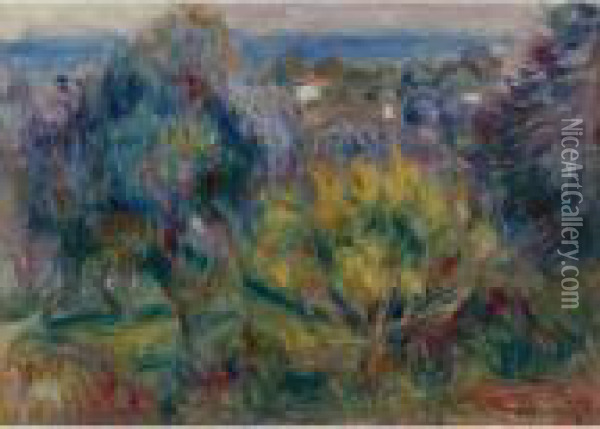 Paysage Avec Vue Sur La Mer Oil Painting - Pierre Auguste Renoir