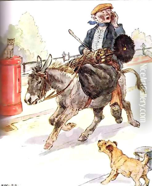 'Got a new master, a chimney sweep', illustration from 'The Naughty Neddy Book' Oil Painting - Anne Anderson