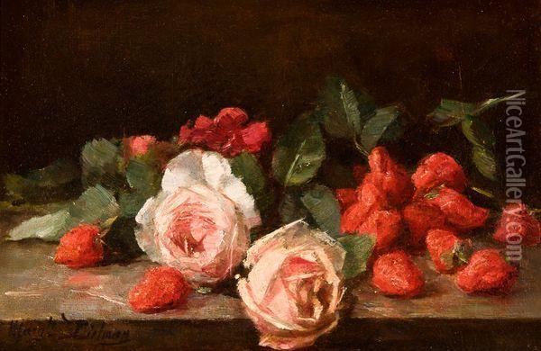 Roses Et Fraises Oil Painting - Marguerite Dielman