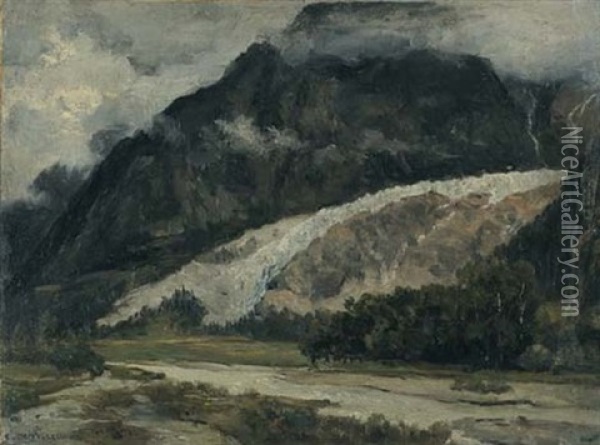 Vallee Suisse Au Glacier Oil Painting - Henri Joseph Constant Dutilleux