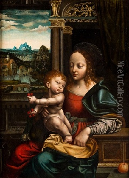 Virgen Con El Nino Oil Painting - Cornelis van Cleve