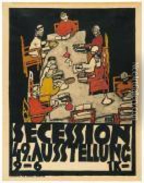 Secession / 49. Ausstellung - Plakat Oil Painting - Egon Schiele