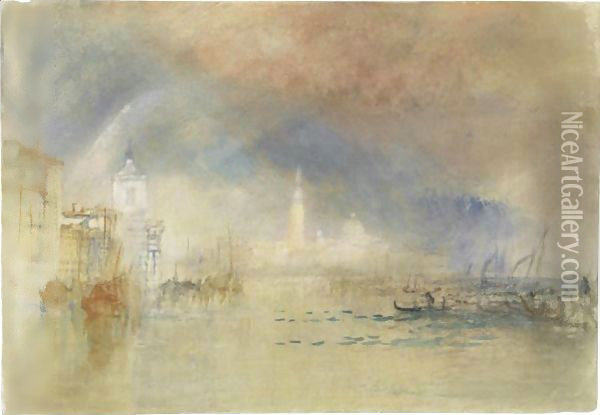 Venice Looking Towards The Dogana And San Giorgio Maggiore, With A Storm Approaching Oil Painting - Joseph Mallord William Turner