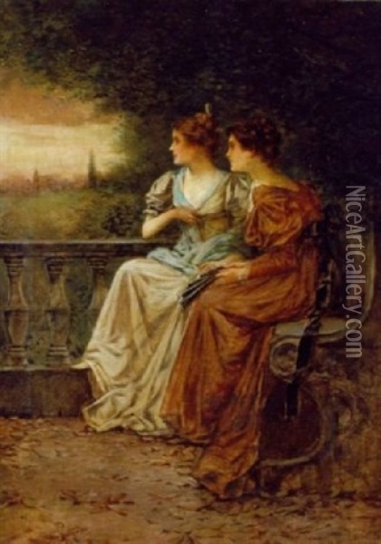 Beyond The Balustrade Oil Painting - Edward Percy Moran