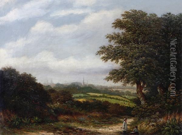 A View Of Birmingham From Little Bromwich Oil Painting - Charles Leaver